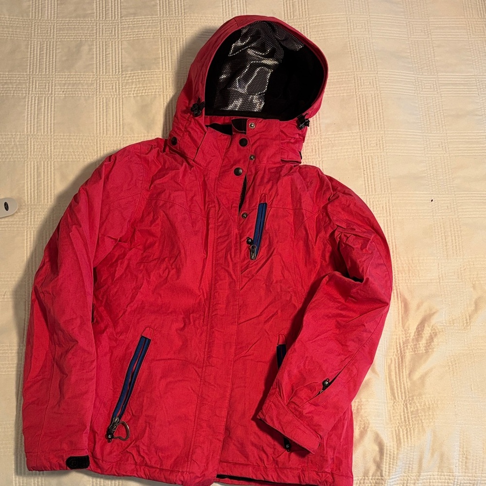 Killtec Rose Colored Hooded Ski Jacker with Blue Accents
